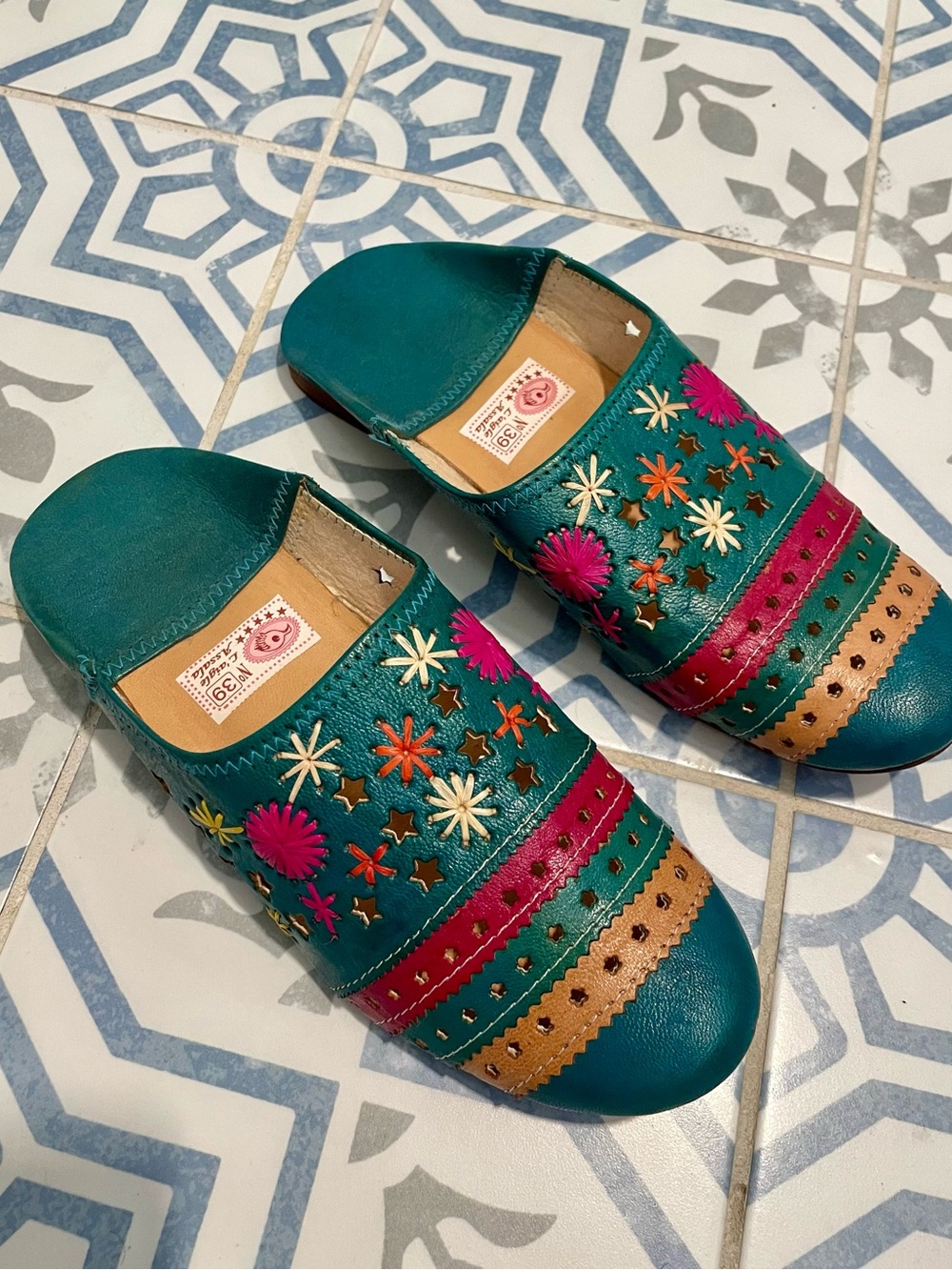 Authentic Moroccan leather slip ons